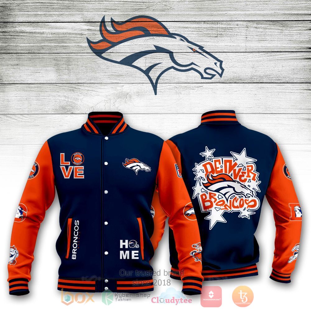 Denver Broncos Navy Blue Orange Baseball Jacket