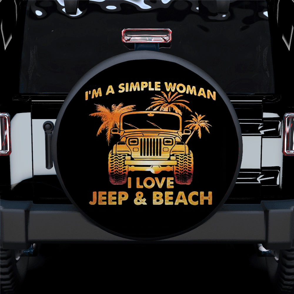 Im A Simple Woman I Love Jeep And Beach Car Spare Tire Covers Gift For Campers