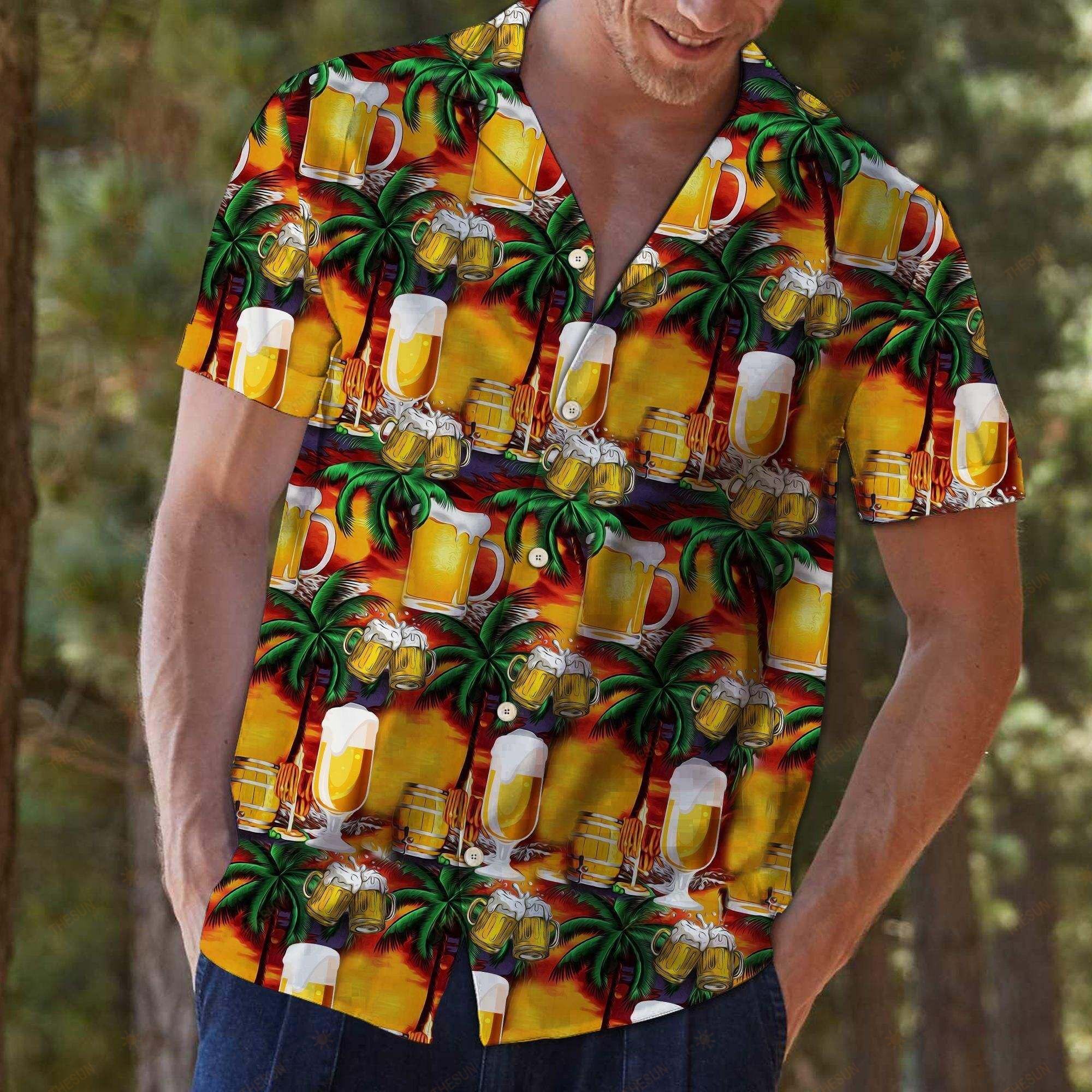 Beer Palm Tree Hawaiian Shirt Ha38652