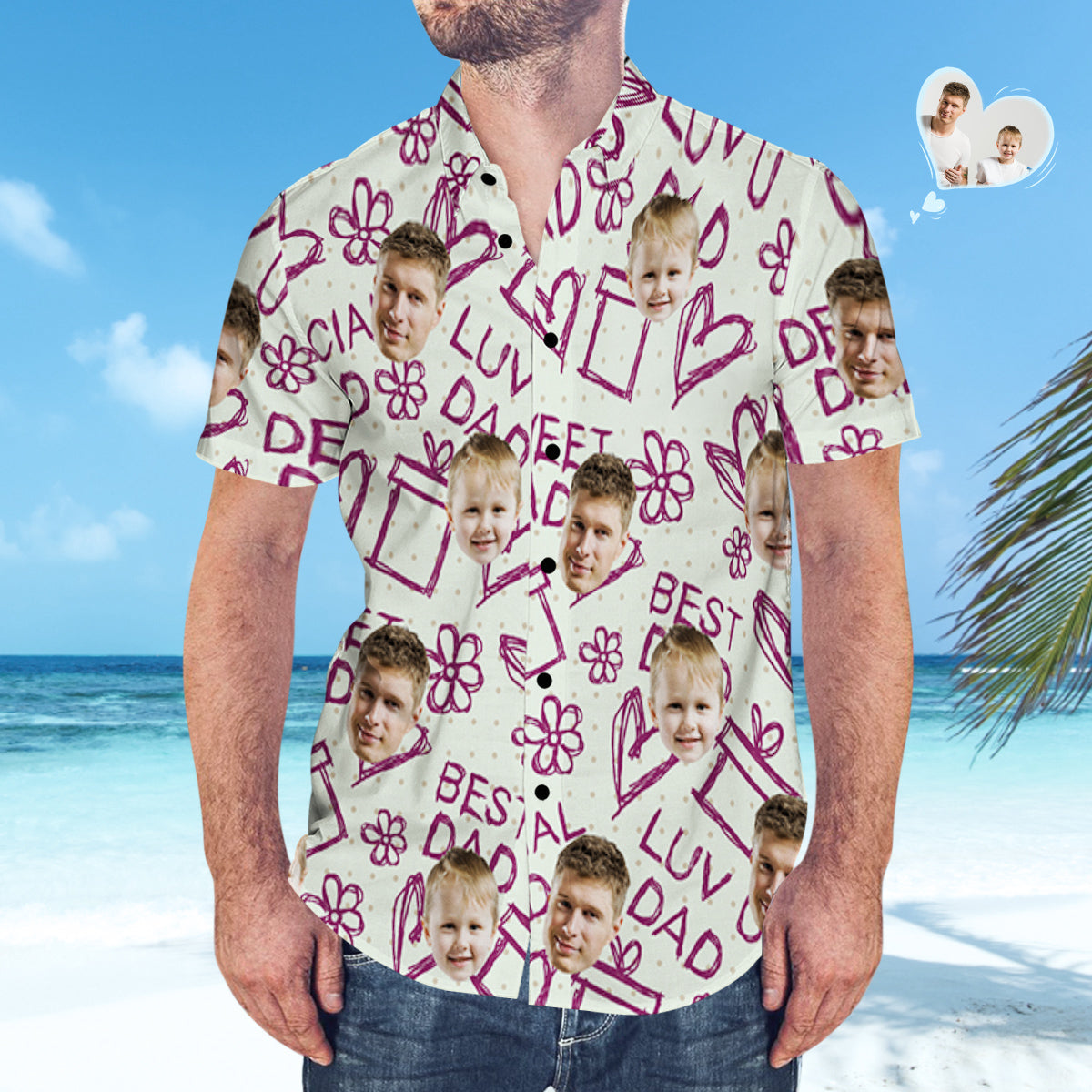 Custom Face Hawaiian Shirt Matching Father'S Day Shirt Father'S Day Gift - Love Dad Summer 2024 Design By Snorider Fashion