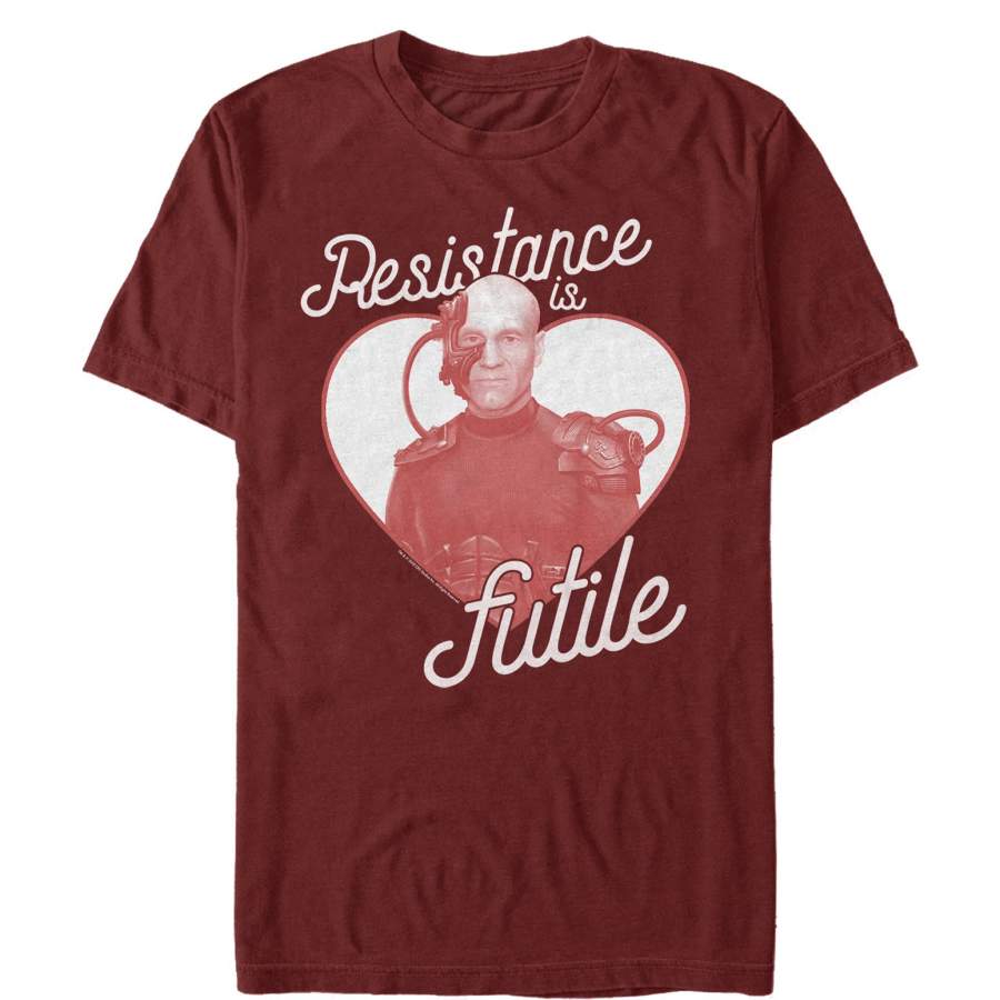 Star Trek Men’s Next Generation Valentine’s Picard Resistance  T Shirt