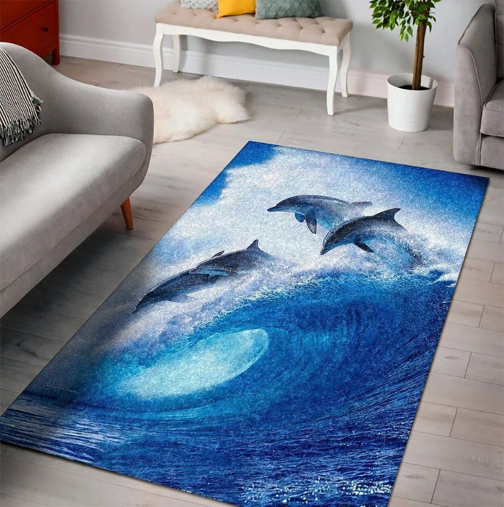 Dolphins Rug, Indoor Ourdoor Carpet