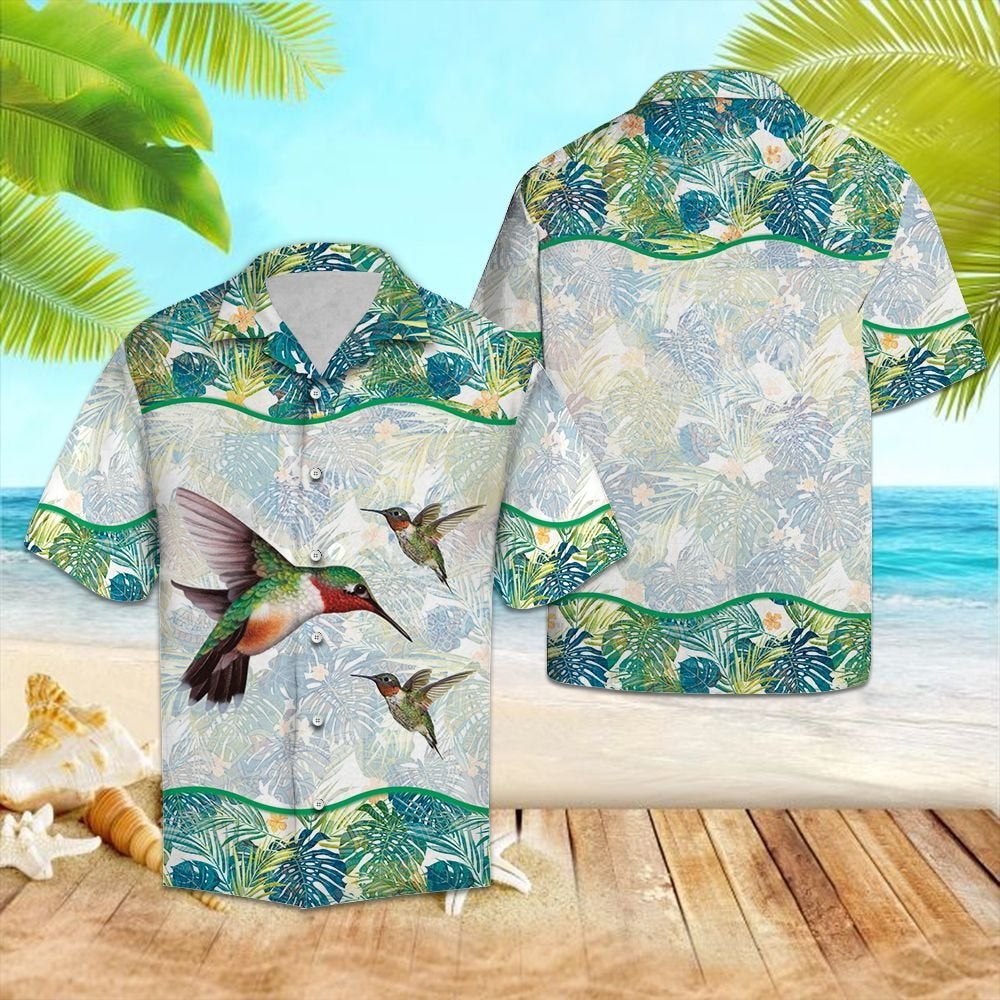 Hummingbird Tropical Hawaii Unisex Print Aloha Short Sleeve Casual Shirt Ha107510