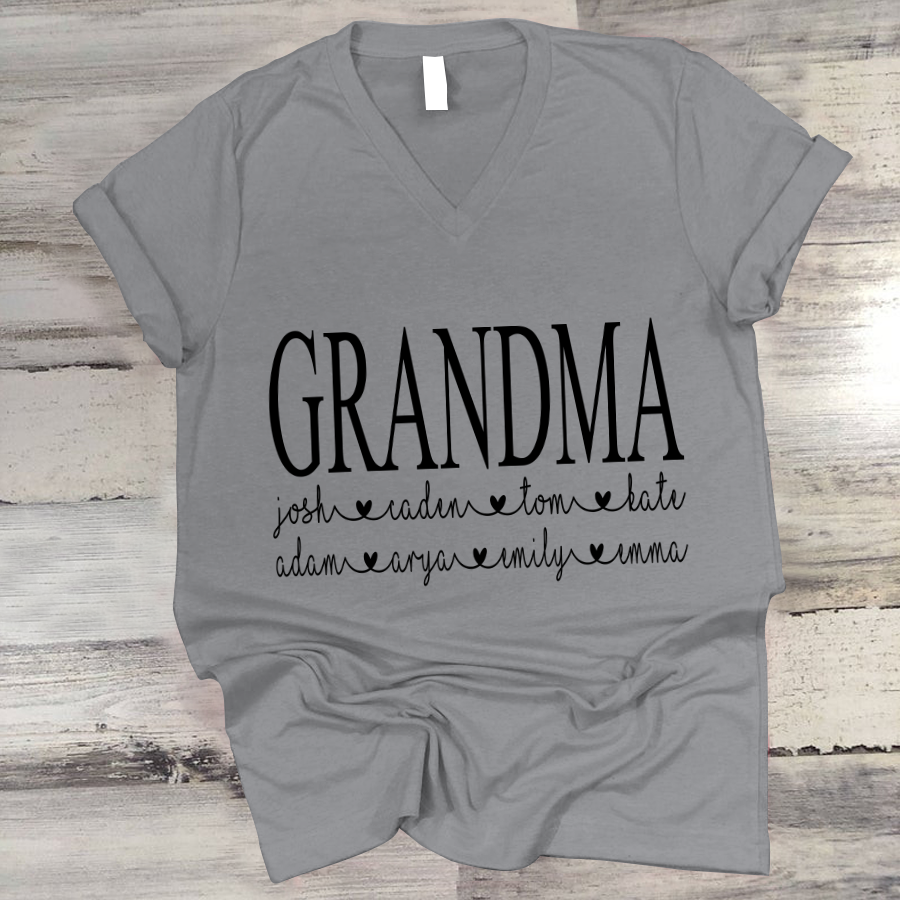 Personalized Grandma Shirt Gift For Grandma Gift For Mom V-Neck