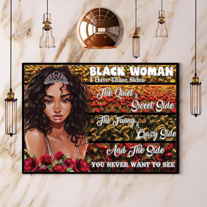 Black Woman With Rose The Side You Never Want To See Great Gift For Black Gril Gift For Black Girl Paper Gift For Family Home Decor Matte Canvas Canvas Prints