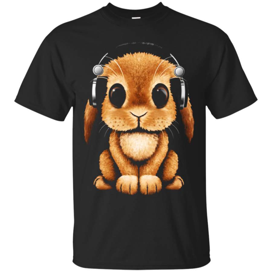 AGR Cute Bunny Wearing Headphone Music T-Shirt