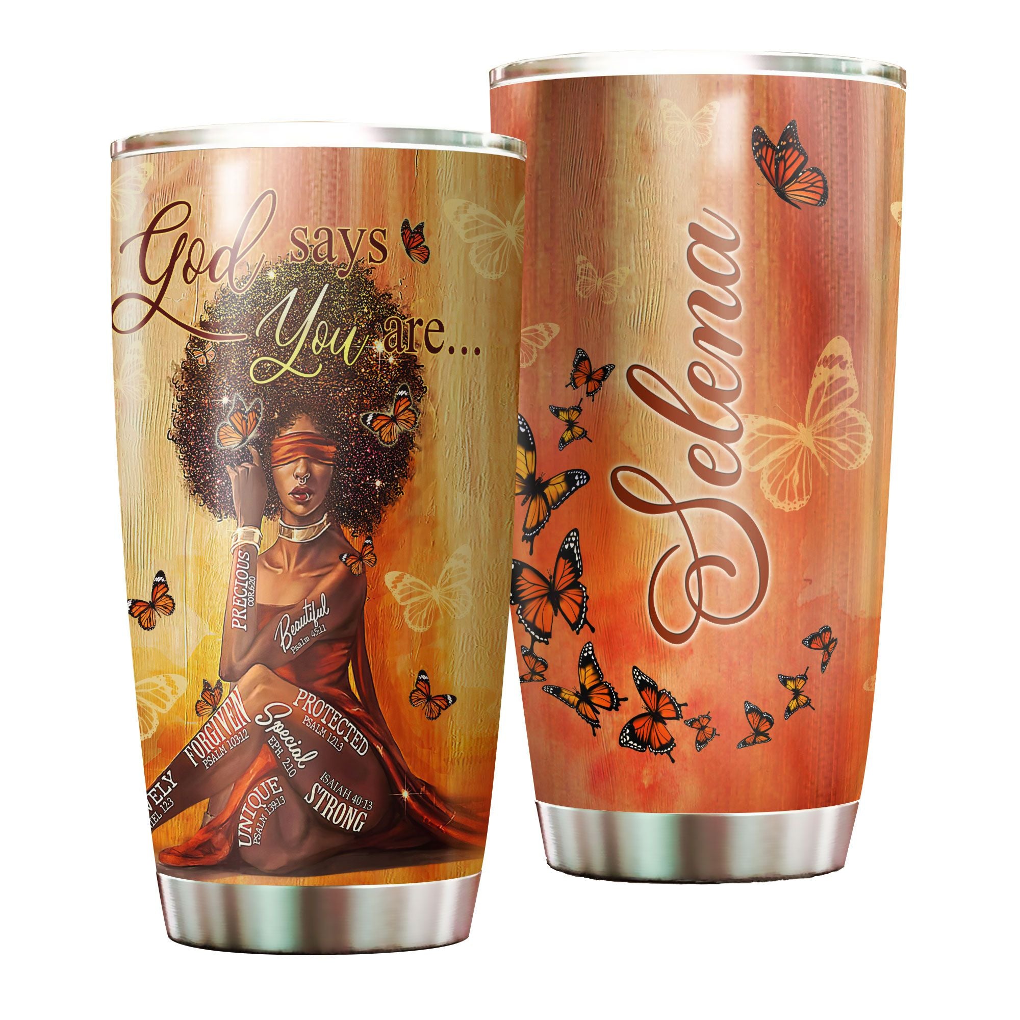 Personalized Black Women Stainless Steel Tumbler – Double-Walled Insulation Vacumm Flask – Gift For Black Queen, International Women’S Day, Hippie Girls 13