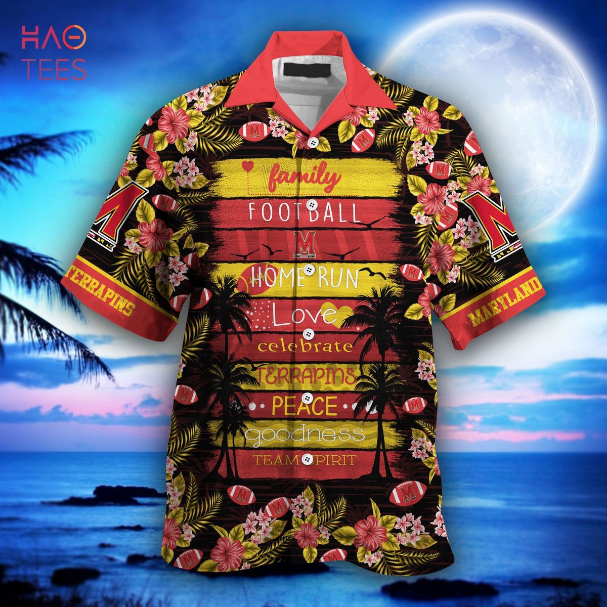 NCCA Maryland Terrapins Red Yellow Trendy Hawaiian Shirt V3 Aloha Shirt