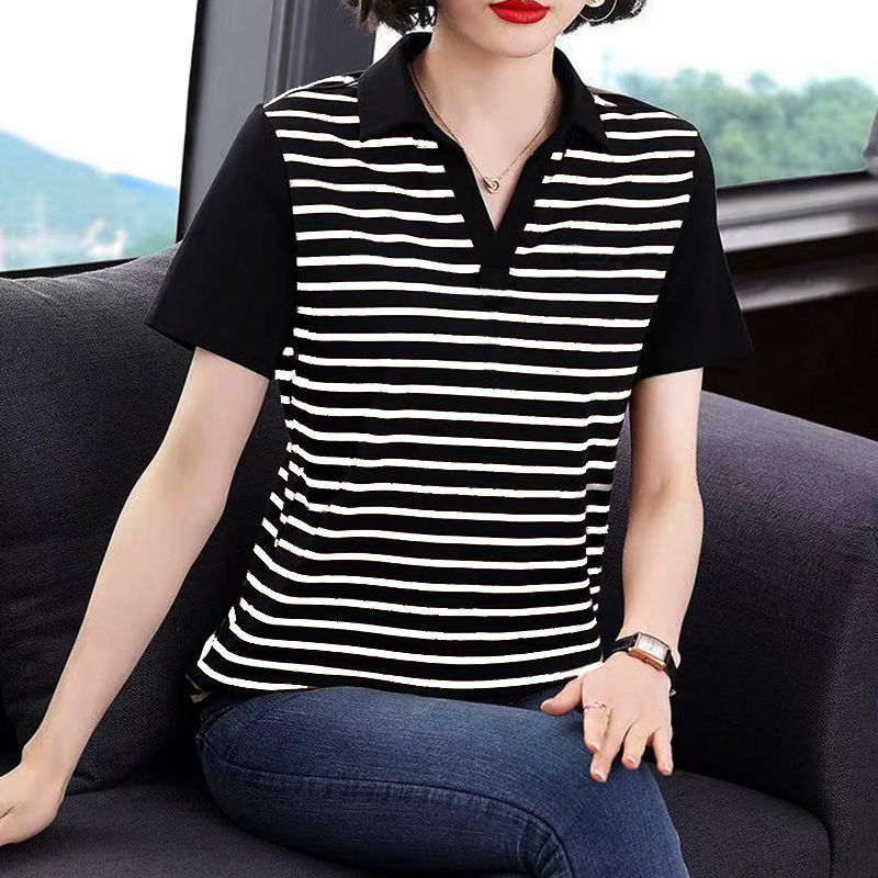 2022 Summer New T Shirt Woman Turn-down Collar Short Sleeve T-shirt Woman Korean Style Shirt Women Shirts alx