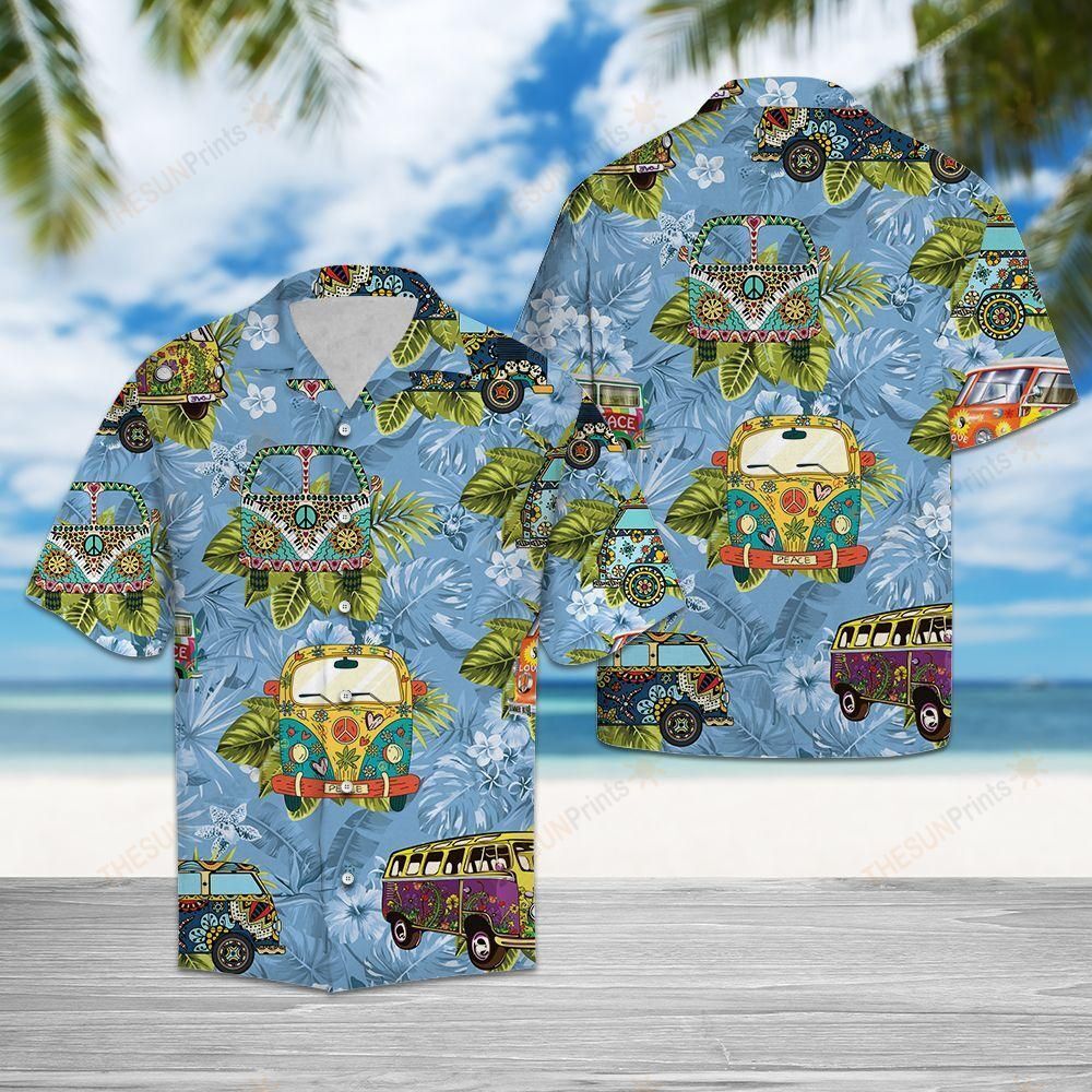 Hippie Bus Tropical Hawaiian Shirt Ha77177