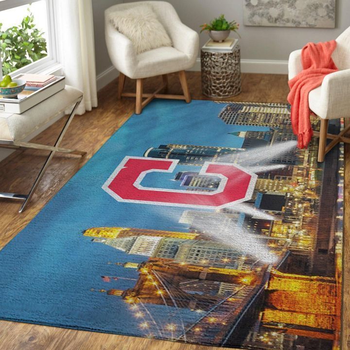 Cleveland Indians Rug, Mlb Baseball Team Logo Decor Gift Unique Ete18032020104