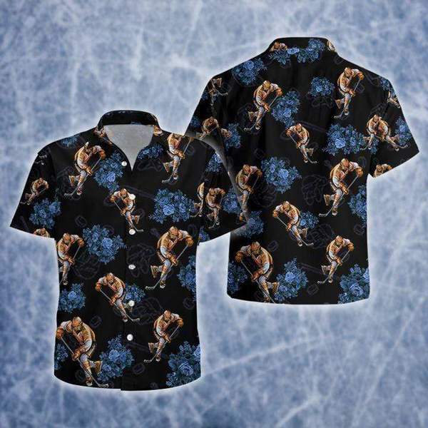 Hockey Player Black Hawaii Shirt For Men Women Ha47631