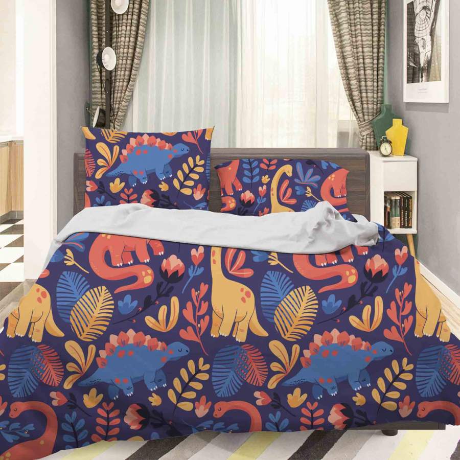 3D Dinosaur Pattern Blue Quilt Cover Set Bedding Set Pillowcases 36