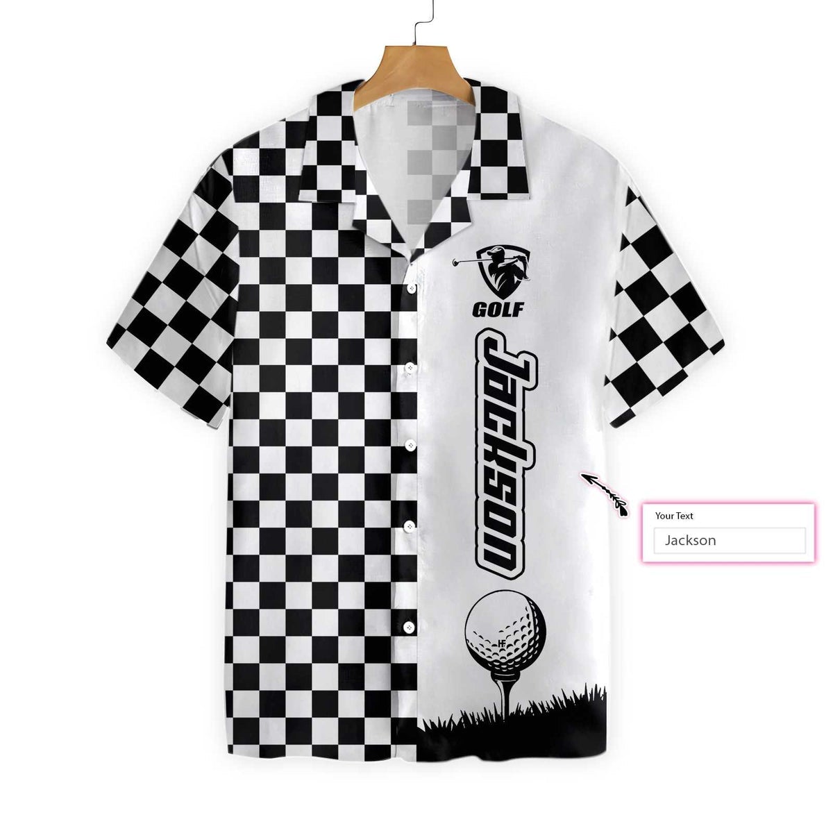 Checkboard Style Golf Custom Name Hawaii Shirt For Men Women Ha21783