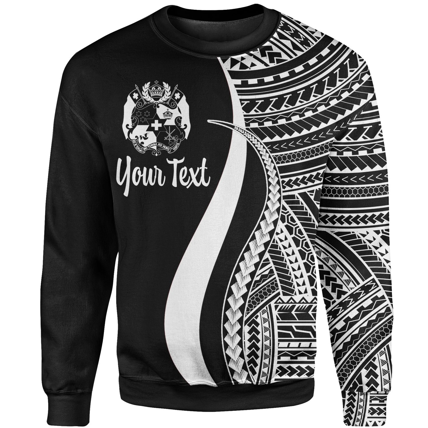 Tonga Custom Personalised Sweatshirt – White Polynesian Tentacle Tribal Pattern – BN11