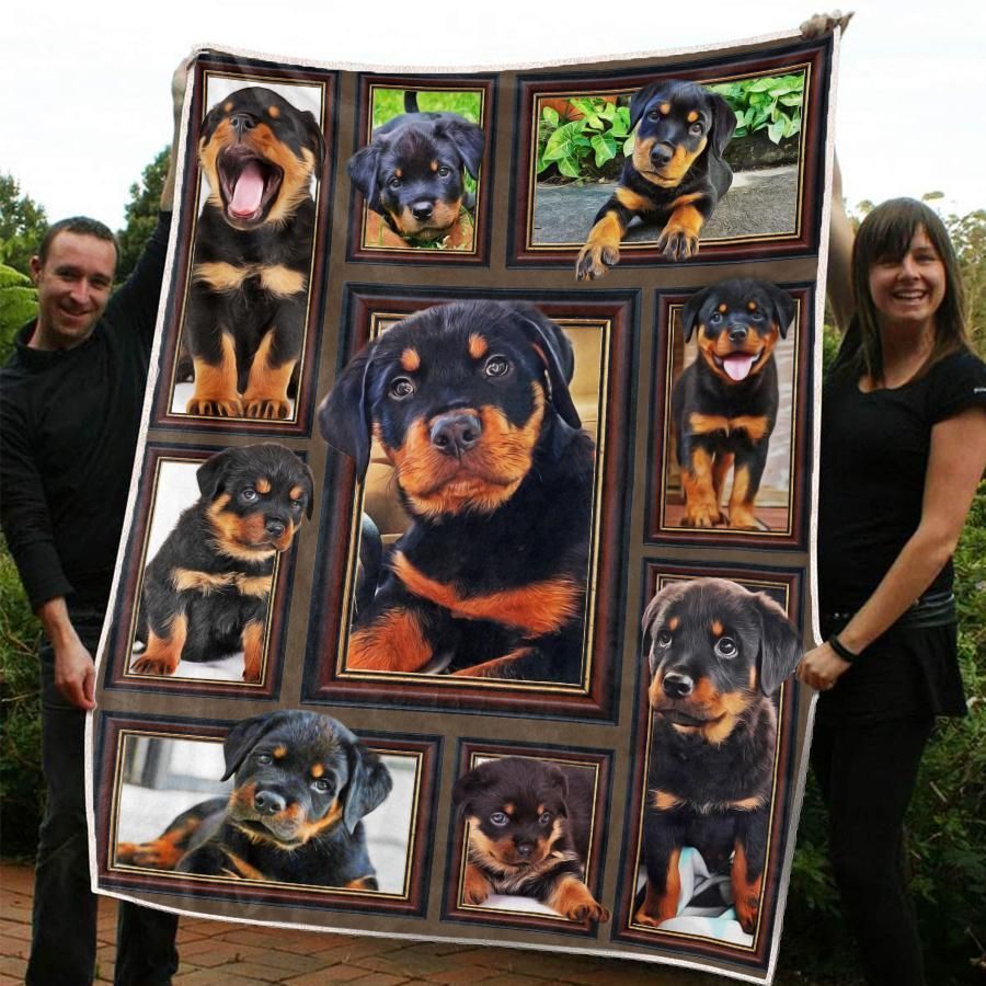 Rottweiler Puppy Sherpa Fleece Blanket BV