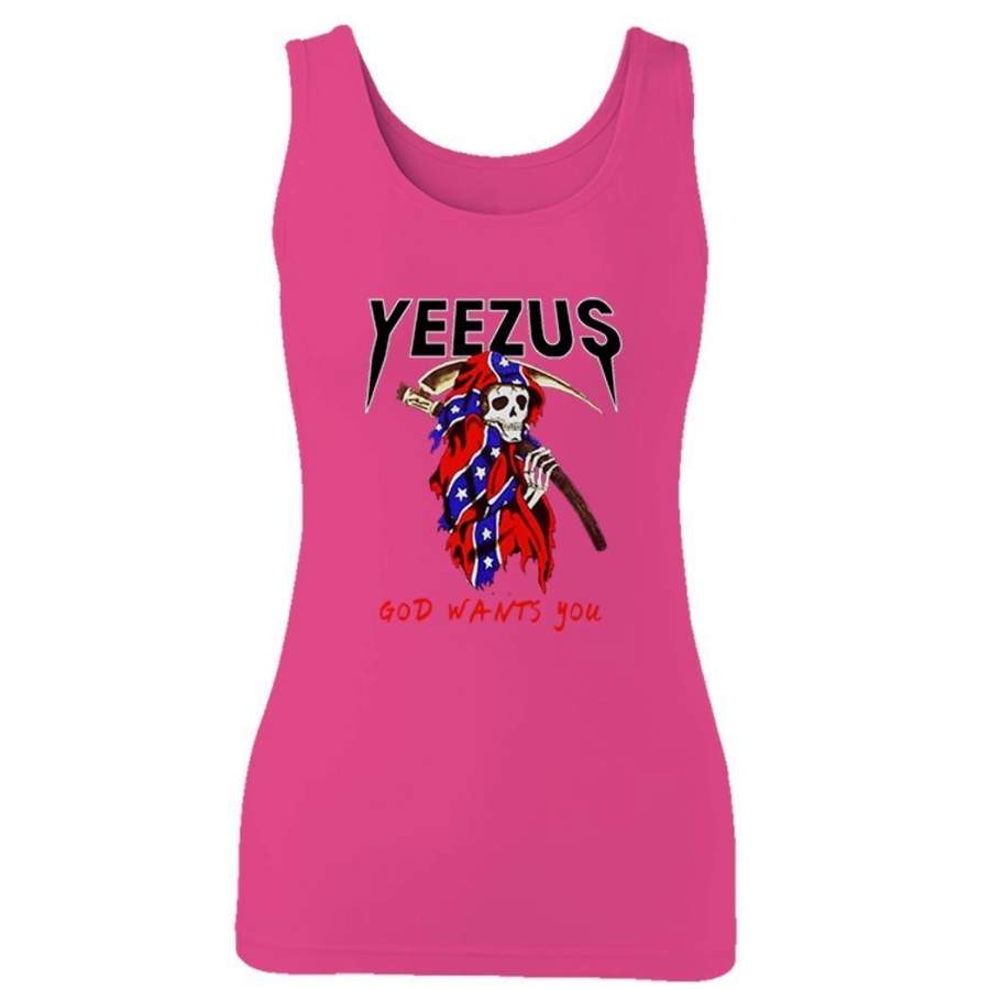 Yeezus Grim Reaper God Wants You Skull Poster Kanye West Woman’s Tank Top