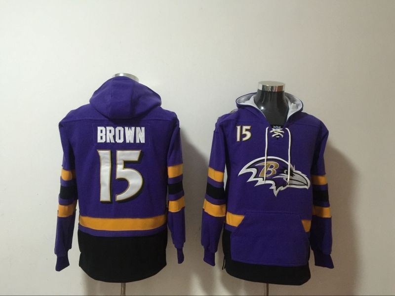 Baltimore Ravens Marquise Brown #15 NFL 2020 Navy Hoodie Jersey