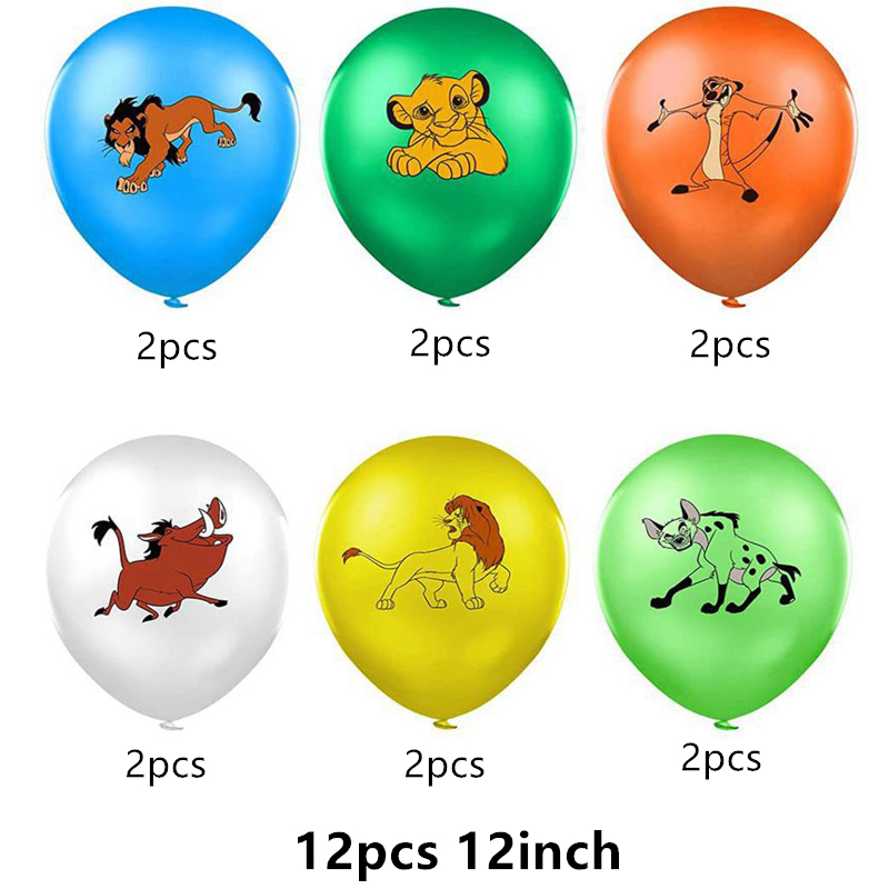 10pcs/12pcs Lion Balloons 12inch Kion Guard Jungle Animals Latex Ballons Kinged Simba Pet Zoo Happy Birthday Party Decor Kid Toy alx