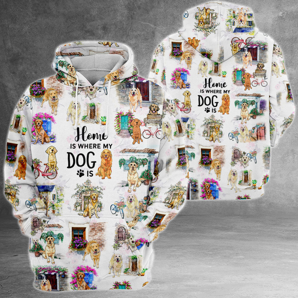 Golden Retriever Home Is Where My Dog Is All Over Print Shirts Th93 Uond