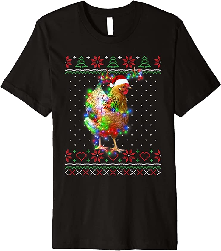 Chicken Animal Ugly Sweater Christmas Puppy Animal Lover Premium T-Shirt