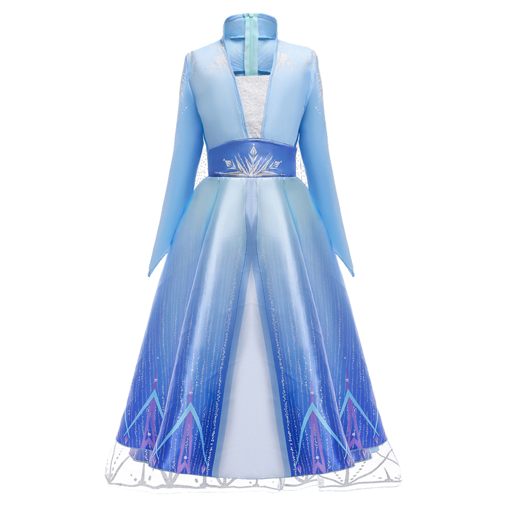 2021 Elsa Dress Girls Fashion Party Vestidos Cosplay Girl Clothing Anna Snow Queen Print Birthday Princess Dress Kids Costume alx