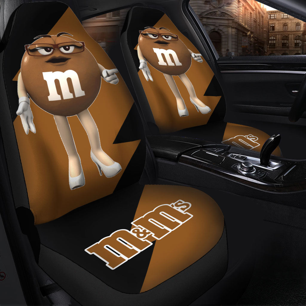 M&M’S Candy Ice Cream Cones Chocolate Brown Art Car Seat Covers Custom Car Accessories