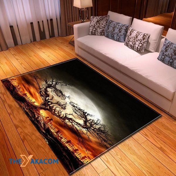 Lonely Tree Happy Halloween Rectangle Area Rug Floor Decor