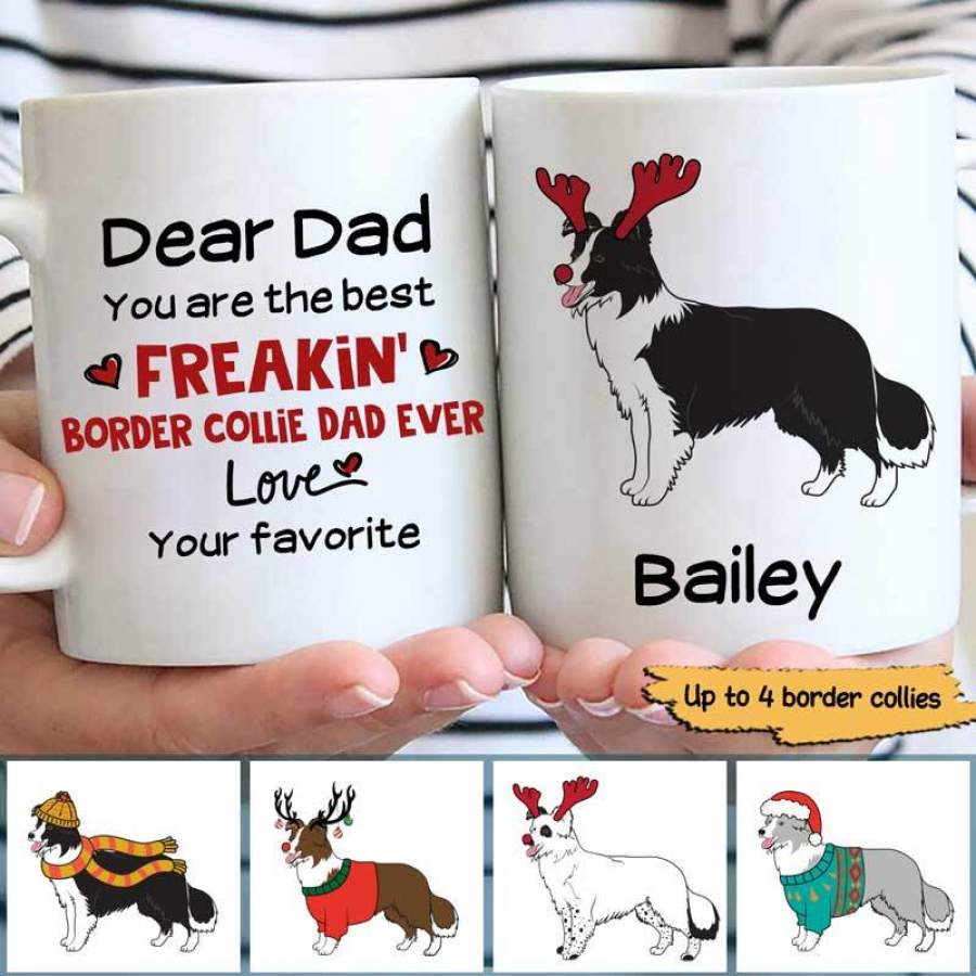 Border Collie Best Freaking Dog Dad Ever Personalized Coffee Mug