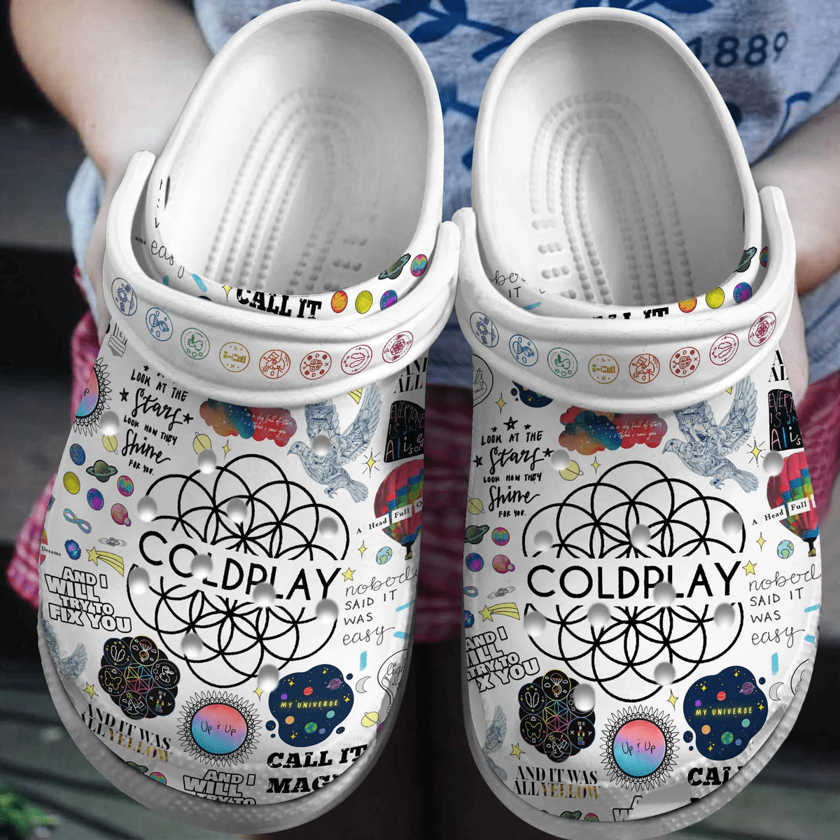 Premium Coldplay Music Crocs Crocband Clogs Shoes Comfortable For Men Women and Kids