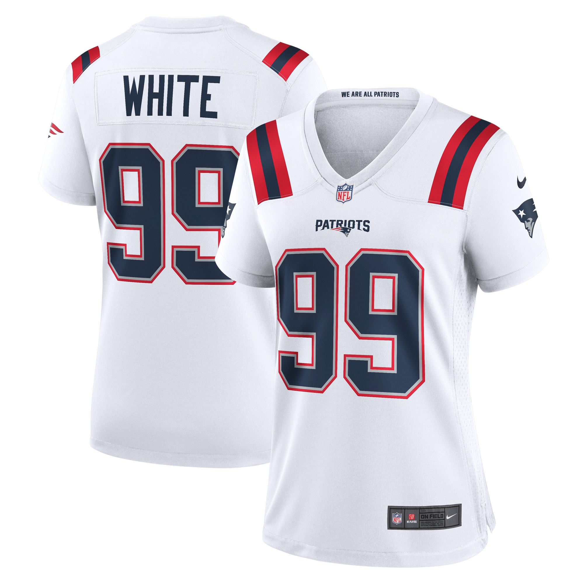 Keion White New England Patriots Women's Game Jersey – White