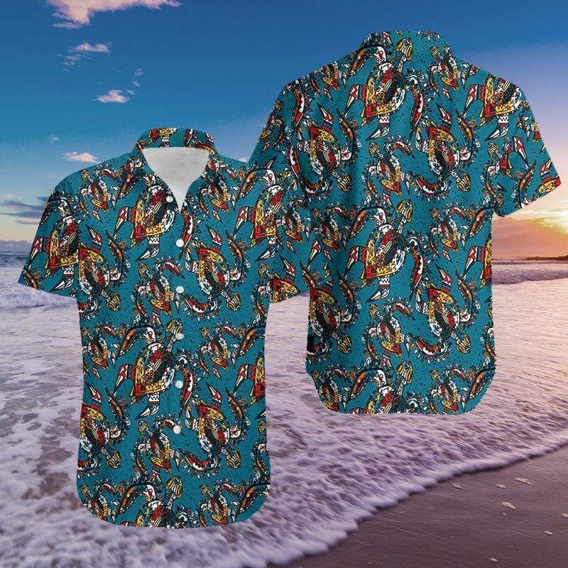 Get Here Turtle Pattern Blue Hawaii Aloha Shirts Ha16825