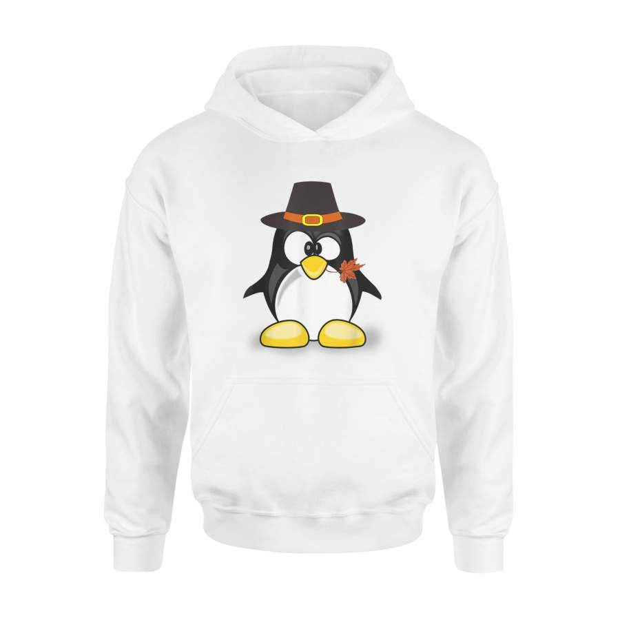 Thanksgiving Penguin Pilgrim   Fall Holiday  Hoodie