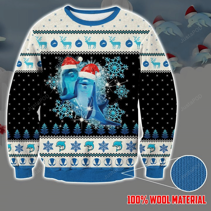 Dolphin Christmas For Unisex Ugly Christmas Sweater, All Over Print Sweatshirt