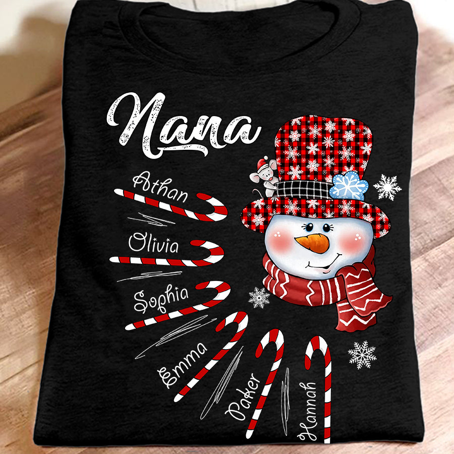 Nana Snowman – Candy | Personalized T-Shirt