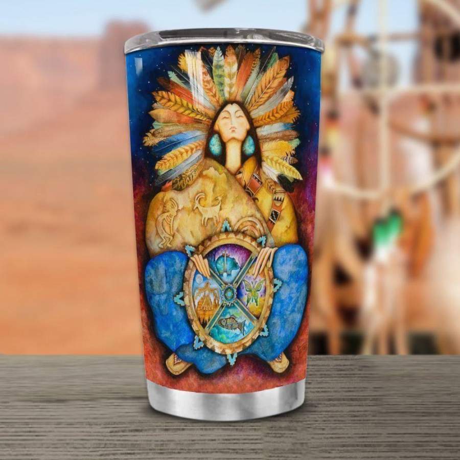 V1 Native Animals Girl  Insulated Stainless Steel Tumbler Cup