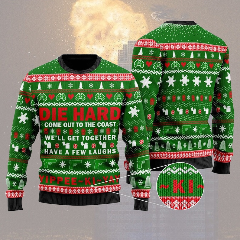 Die Hard Ugly Sweater, John Mcclane Christmas Sweatshirt, Yippee Ki Yay Come Out To The Coast We’ll Get Together Christmas Gift Ugly Sweater
