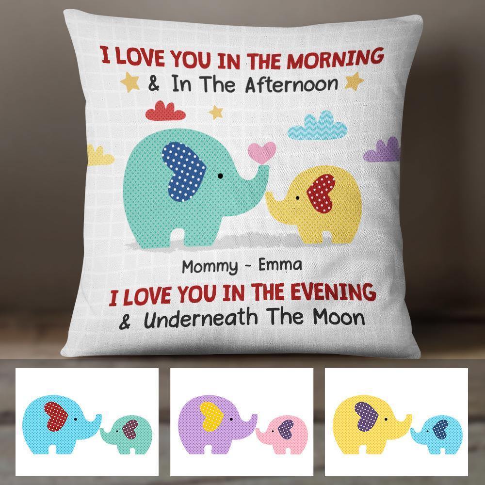 [Personalized Name] Elephant Mom And Baby Love Pillow Sofa, Throw Pillow Covers