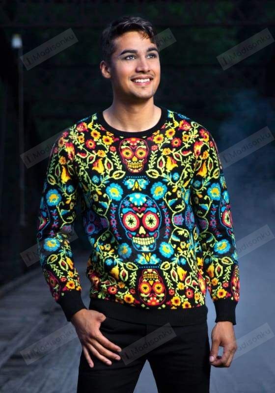 Sugar Skull Halloween Adult Ugly Christmas Sweater, All Over Print Sweatshirt