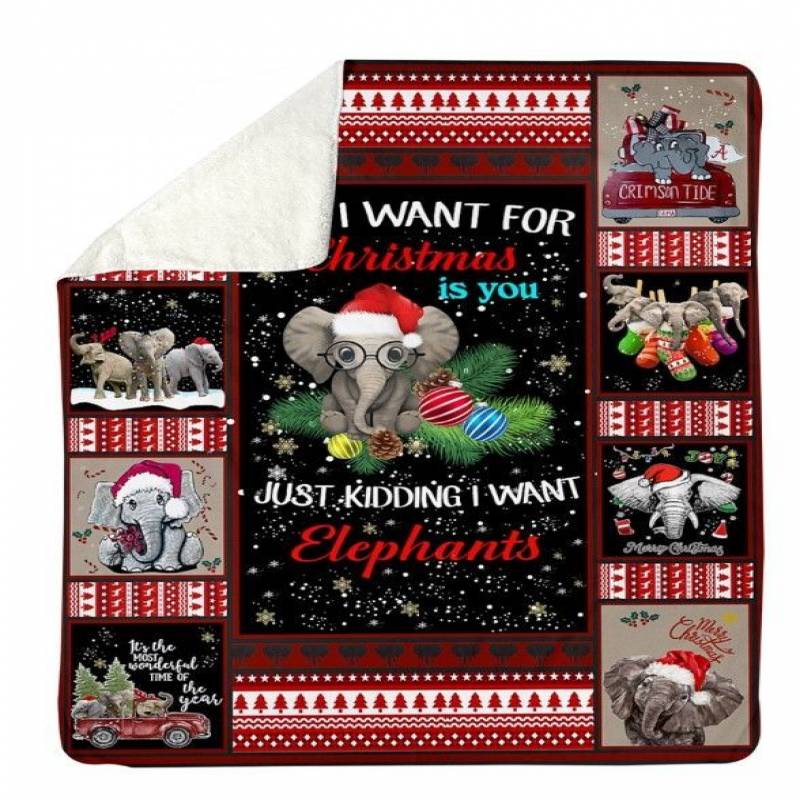 I Want Elephants For Christmas CLM2312412S Sherpa Fleece Blanket