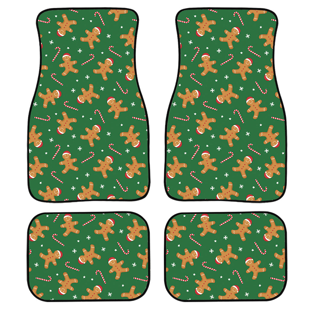 Christmas Gingerbread Pattern Print Front And Back Car Floor Mats, Front Car Mat