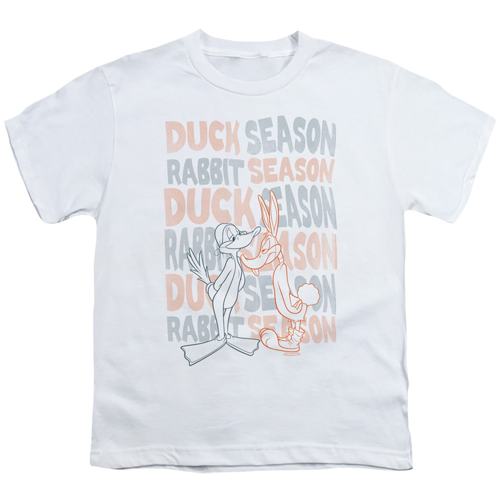 Looney Tunes Duck Season Rabbit Season Kids Youth T Shirt White