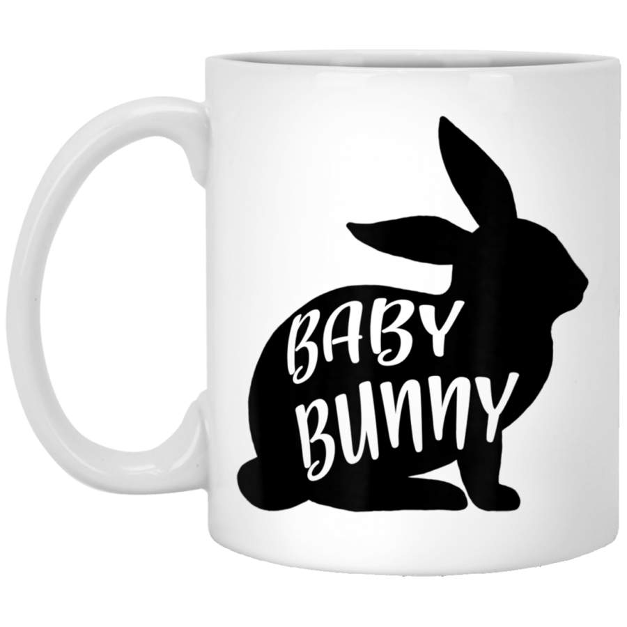 Black Cute Rabbit Beautiful Baby Bunny Happy Easter Day 11oz 15oz White Mug Happy Easter Day Funny Colors Eggs Bunny Ears Peeps Cute