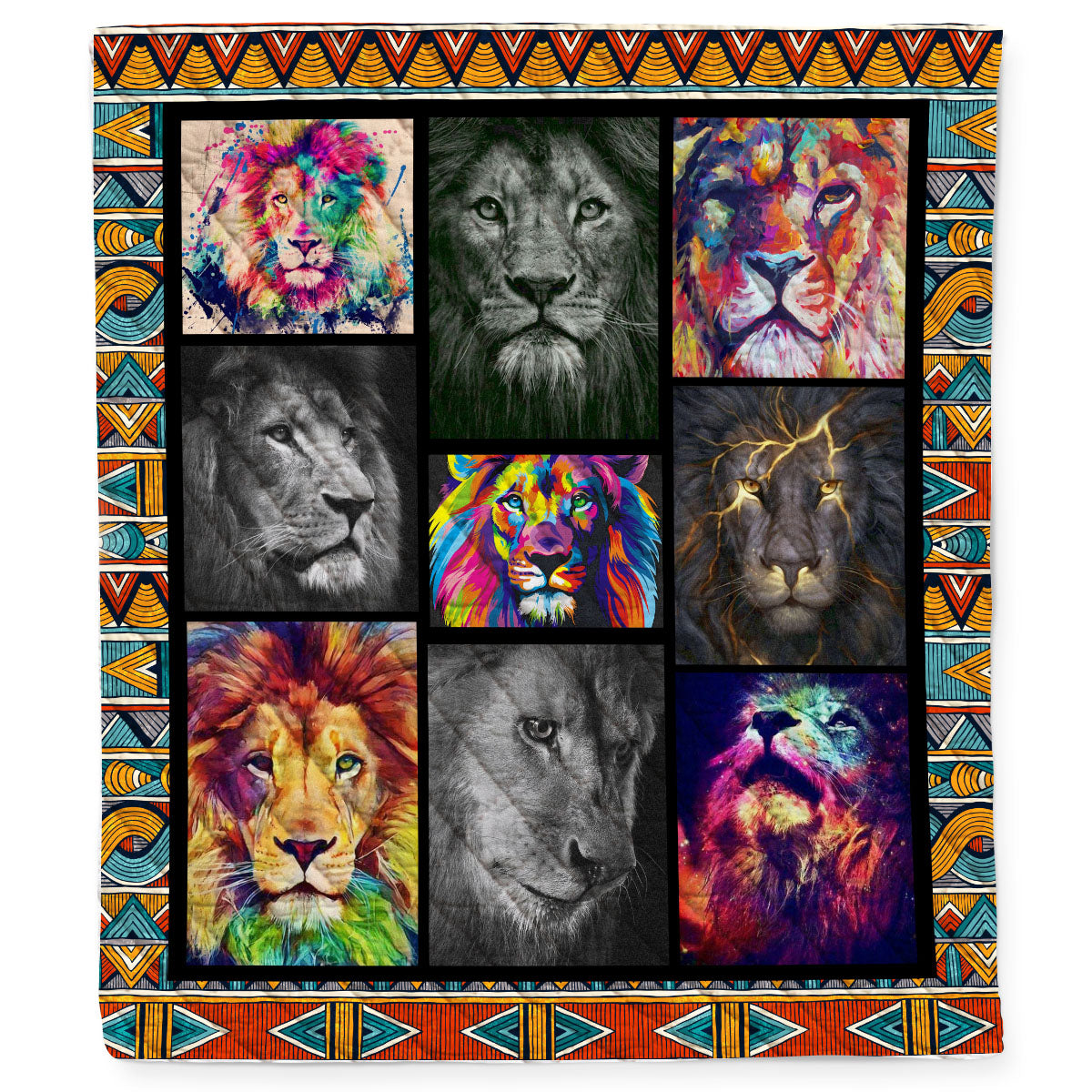 African Lion Quilt Blanket