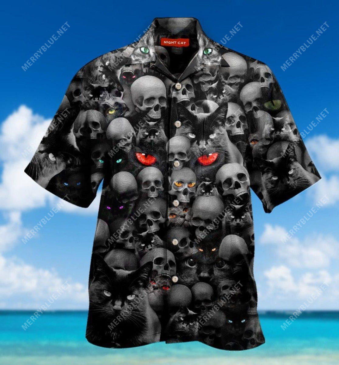 Cats Love Skull Unisex Hawaiian Shirt Ha32475