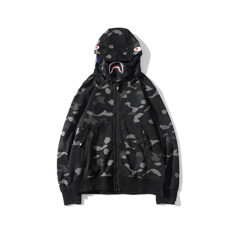 Bape Camo Shark Full Zip Hoodie Black Blue Hdcp6601