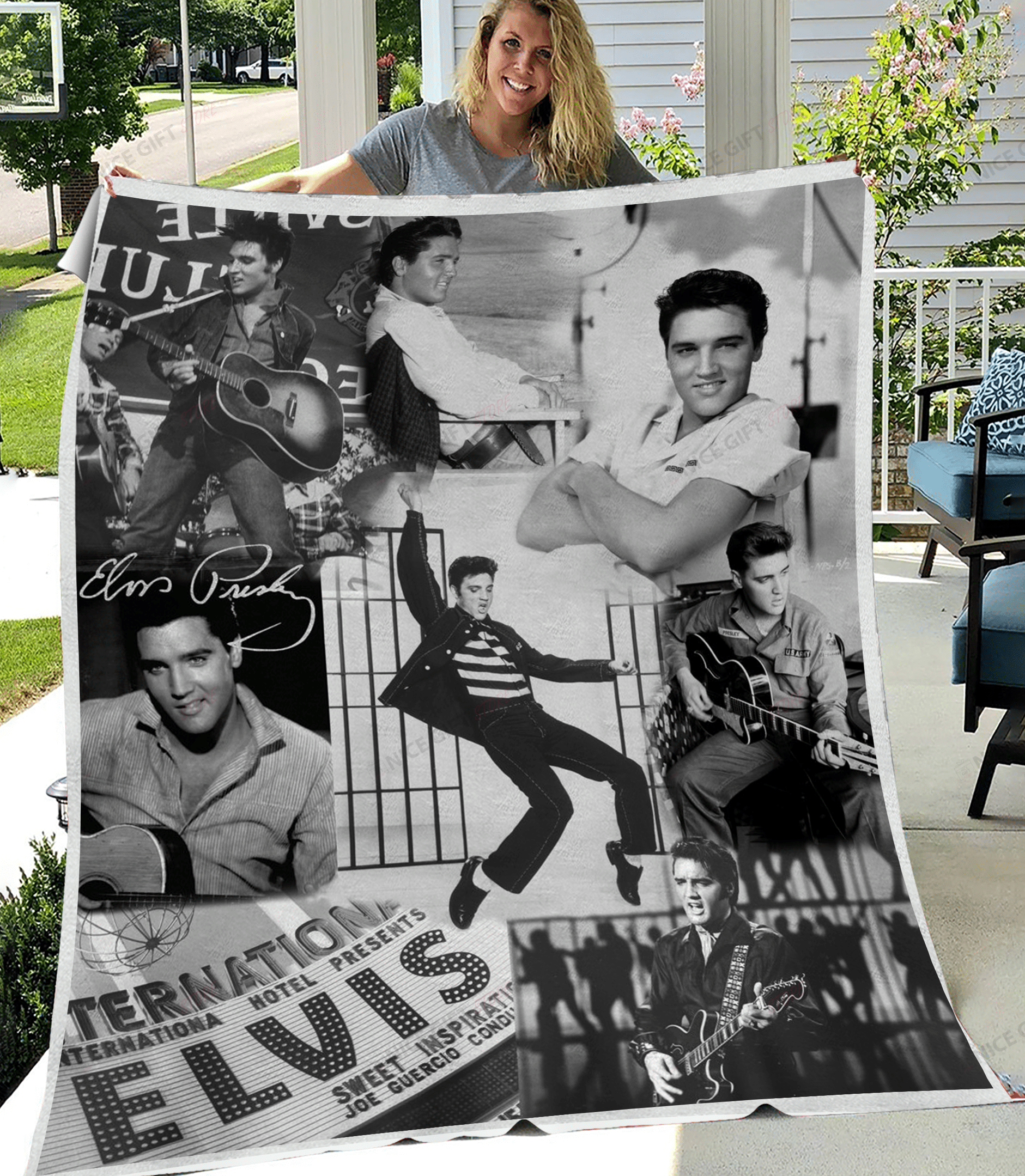 Elvis Presley Fleece Blanket Blk-C7S2