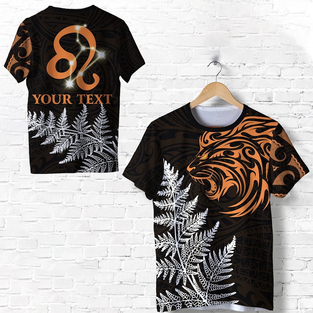 (Custom Personalised) Leo Zodiac Style Maori T Shirt Orange Lion Lt13