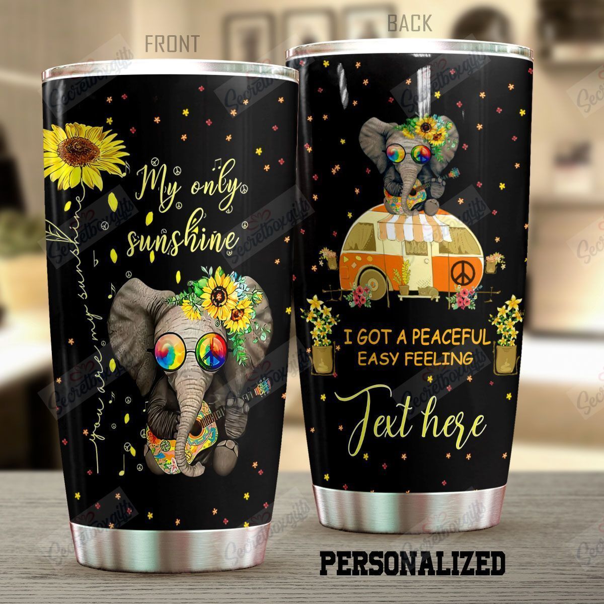 Hippie Hippie Elephant Stainless Steel Tumbler Dhlgs