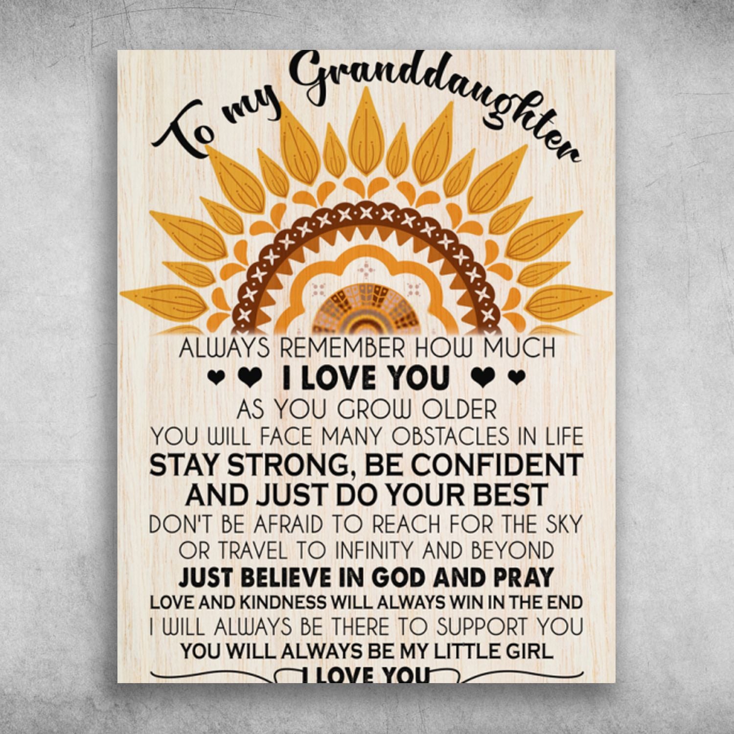 To My Granddaughter You Will Always Be My Little Girl I Love You Canvas Christmas Gift Ideas